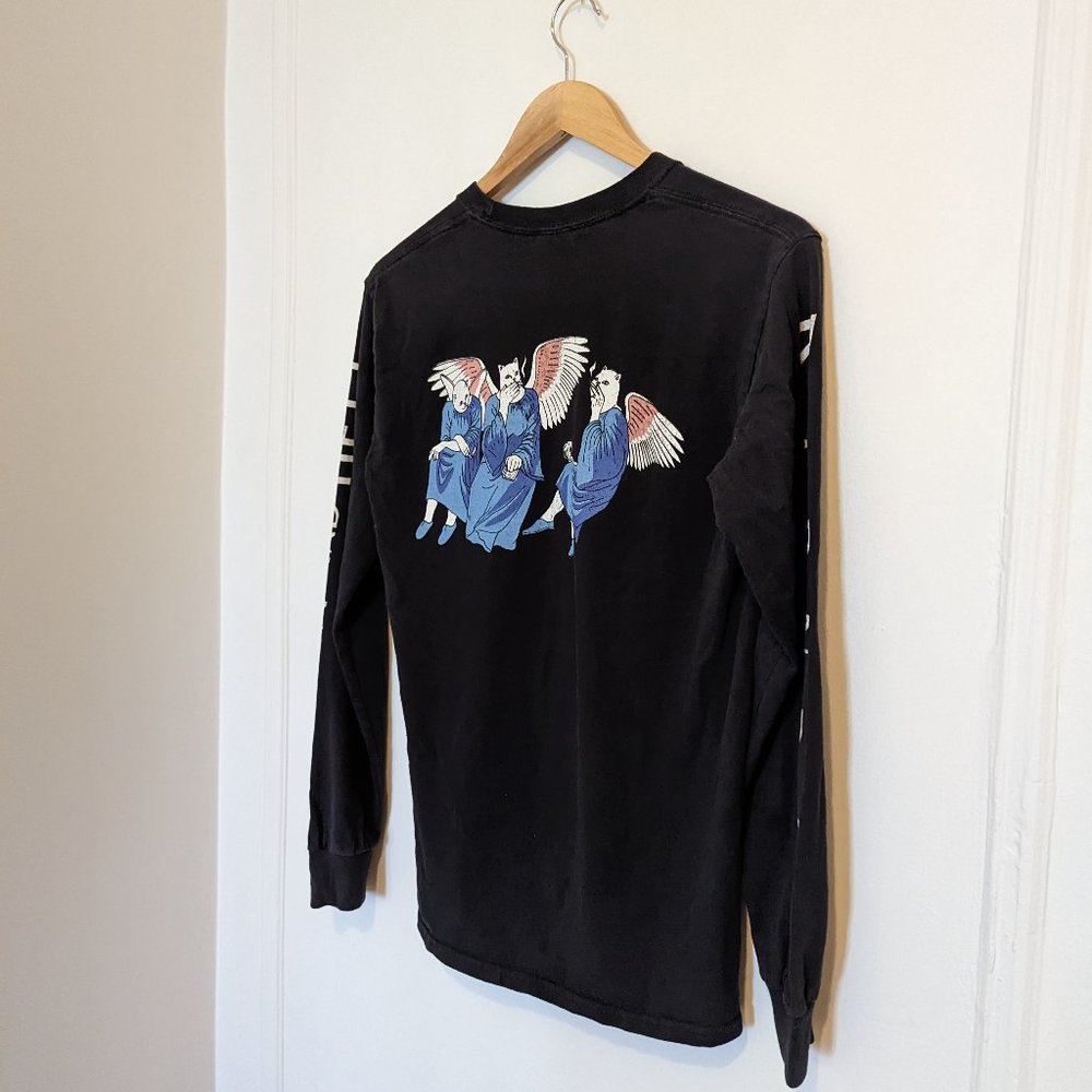 RIPNDIP Long-sleeve Black Graphic Crewneck T-Shirt - Men's Small
